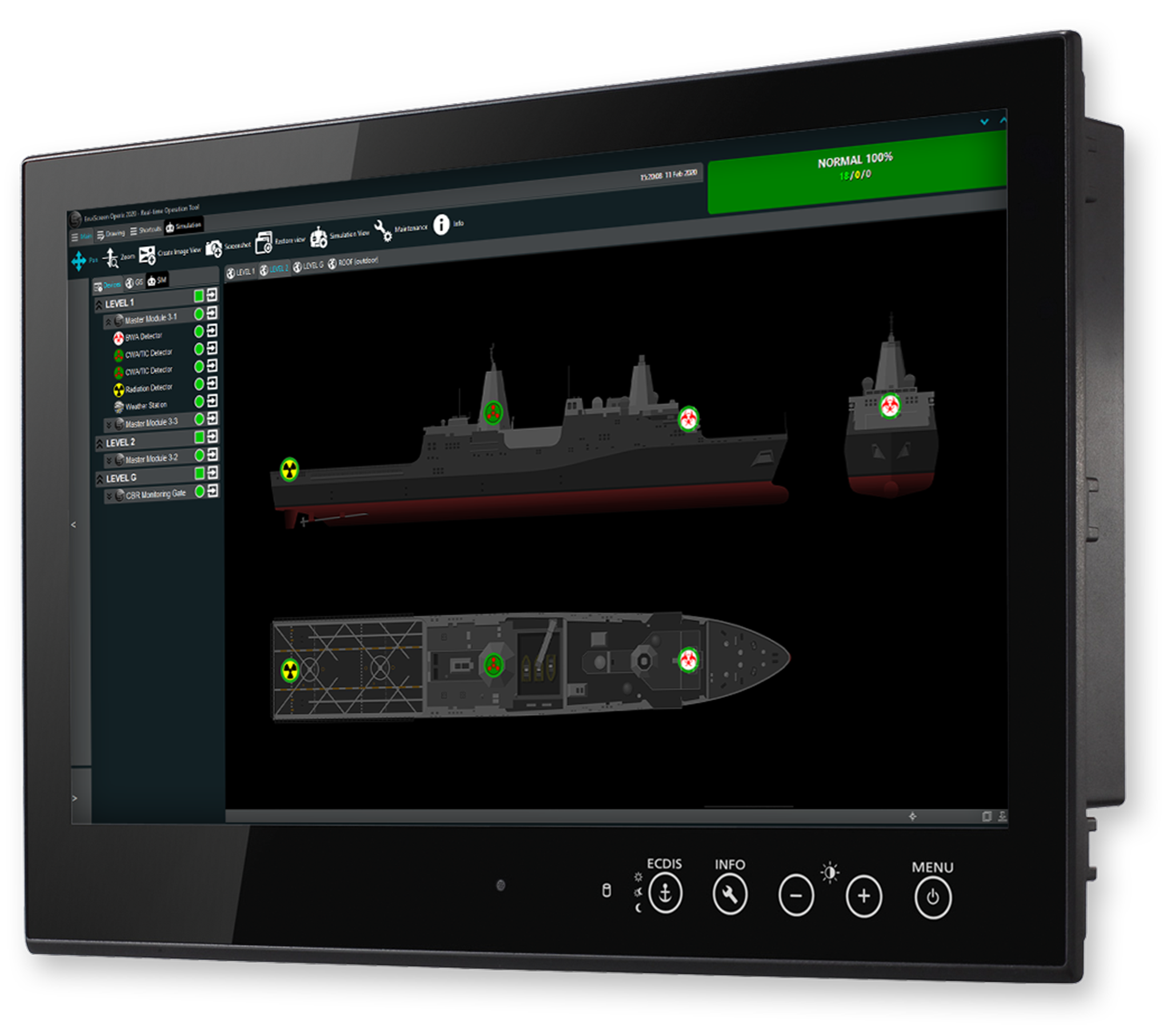 EnviscreenOperix 2020 application with naval UI