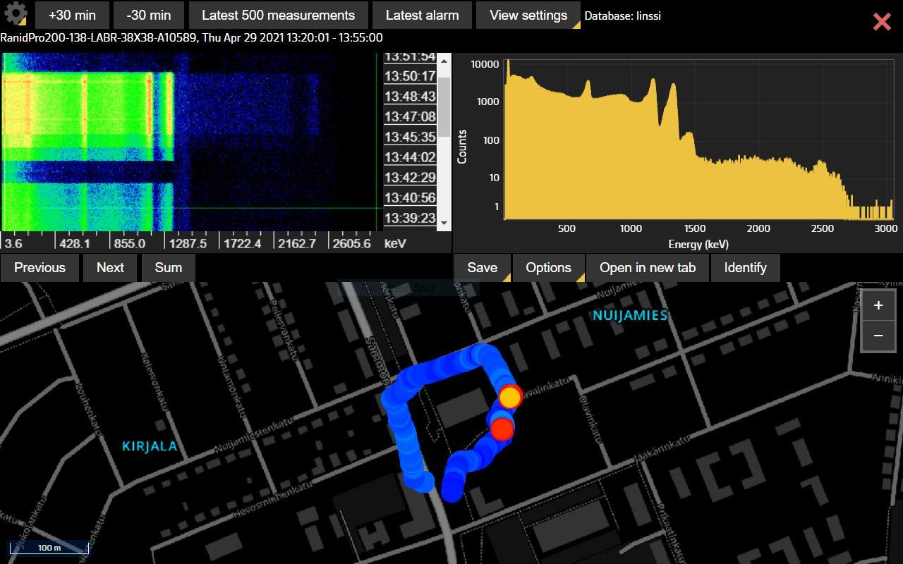 RanidPro200 Radionuclide Identifier Backpack - Analyzing mission statistic from the backpack user interface.