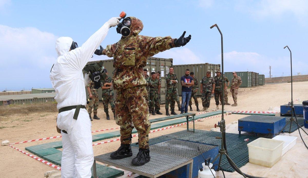 Picture from UNIFILL website of the Joint training with LAF to mitigate chemical, radiological, nuclear threats