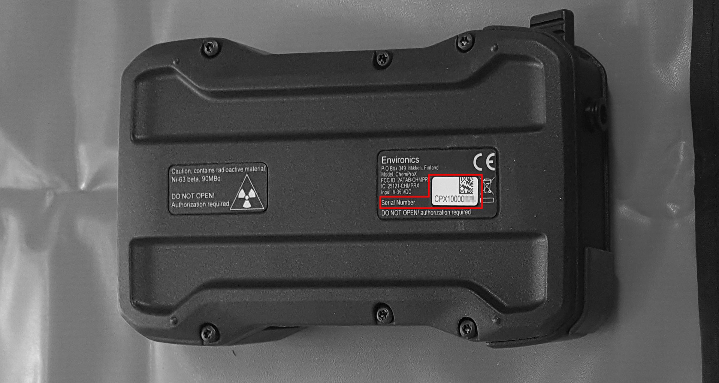 ChemProX Serial Number for Traceablity